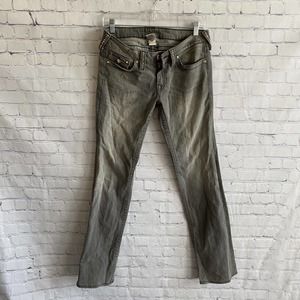 True Religion Rhinestone Embellished Jeans 30 faded gray Made USA